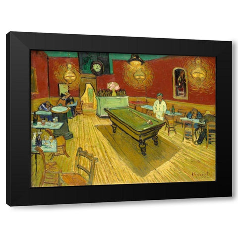The Night Cafe (detail) Black Modern Wood Framed Art Print by van Gogh, Vincent