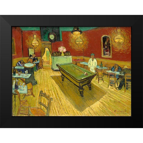 The Night Cafe (detail) Black Modern Wood Framed Art Print by van Gogh, Vincent
