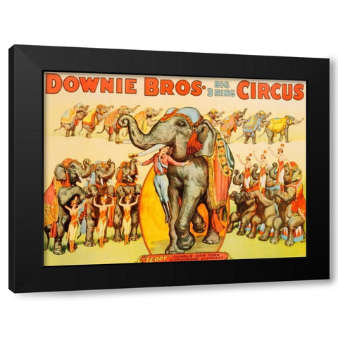 Downie Bros. Big 3 Ring Circus 1935 Black Modern Wood Framed Art Print by Anonymous