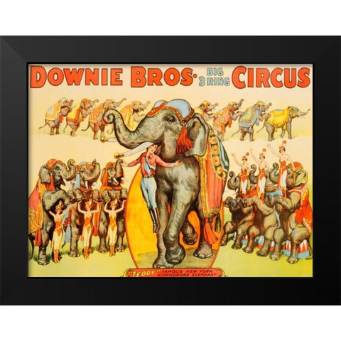 Downie Bros. Big 3 Ring Circus 1935 Black Modern Wood Framed Art Print by Anonymous