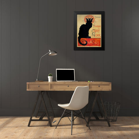 Tournee du Chat Noir Black Modern Wood Framed Art Print by Steinlen, Theophile