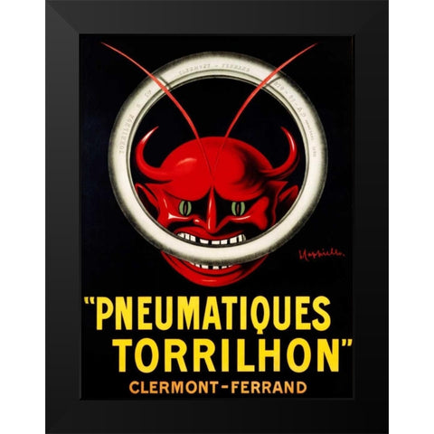 Pneumatiques Torrilhon Black Modern Wood Framed Art Print by Cappiello, Leonetto