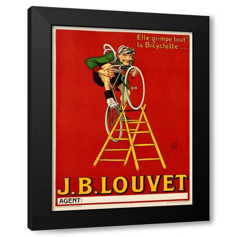Louvet Bicycles Black Modern Wood Framed Art Print with Double Matting by Anonymous