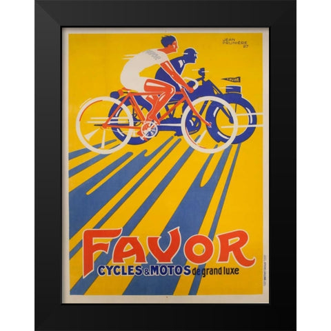 Favor Cycles et Motos 1927 Black Modern Wood Framed Art Print by Anonymous