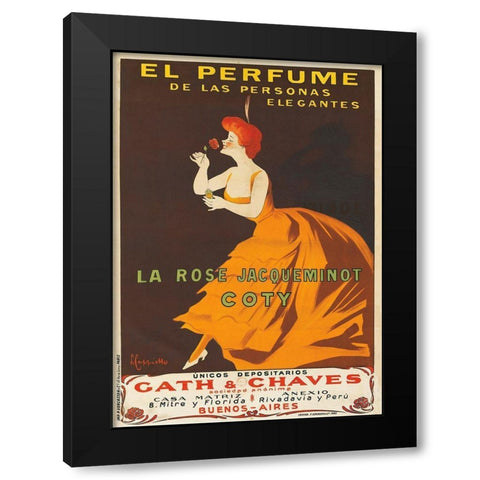 Jacqueminot Black Modern Wood Framed Art Print with Double Matting by Cappiello, Leonetto