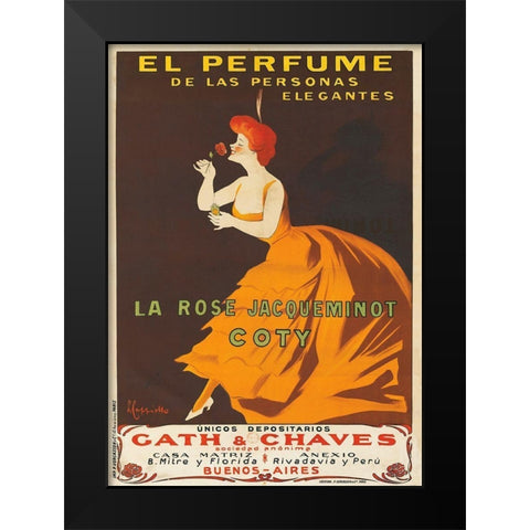 Jacqueminot Black Modern Wood Framed Art Print by Cappiello, Leonetto