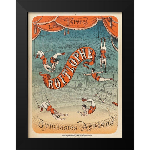 Les freres Roitlophe gymnastes aeriens Black Modern Wood Framed Art Print by Levy, Charles