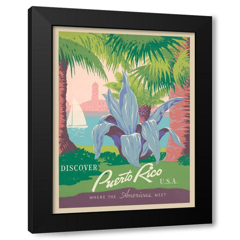 Visit Puerto Rico, 1940 Black Modern Wood Framed Art Print by Anonymous