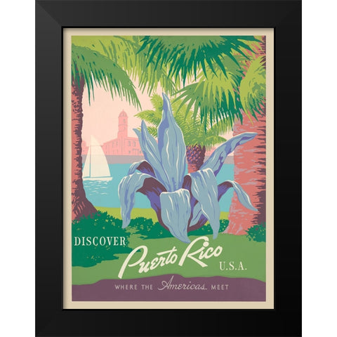 Visit Puerto Rico, 1940 Black Modern Wood Framed Art Print by Anonymous