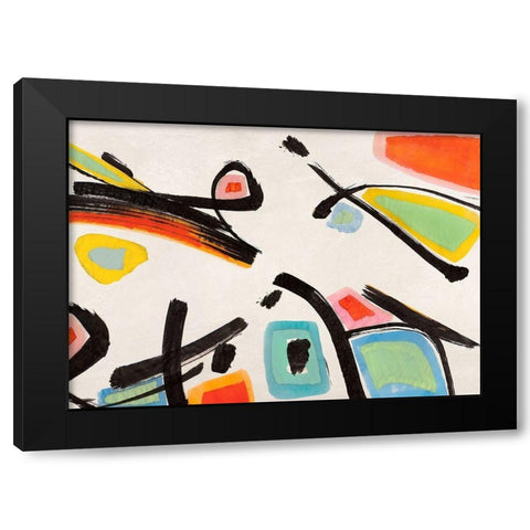 Vacation Black Modern Wood Framed Art Print by Teo, Vals Perelli