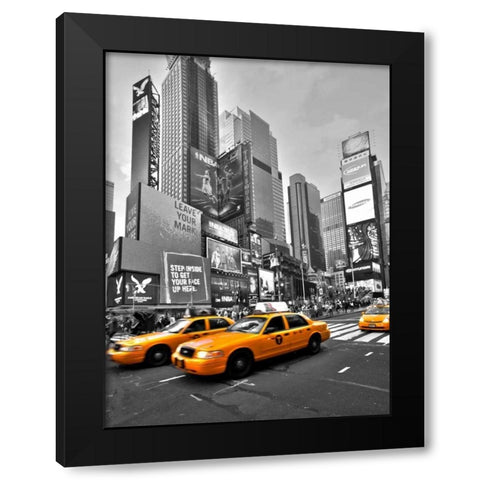 Times Square Traffic Black Modern Wood Framed Art Print by Ratsenskiy, Vadim