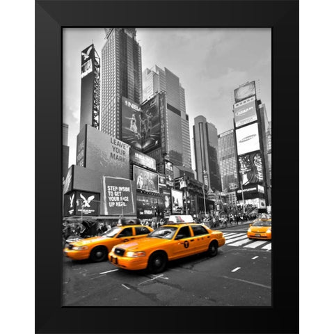 Times Square Traffic Black Modern Wood Framed Art Print by Ratsenskiy, Vadim