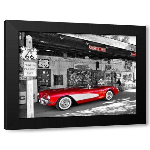 Red Corvette Black Modern Wood Framed Art Print by Ratsenskiy, Vadim