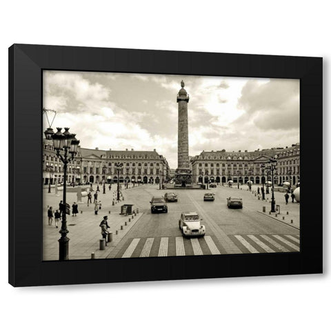 Place Vendome Paris Black Modern Wood Framed Art Print with Double Matting by Ratsenskiy, Vadim