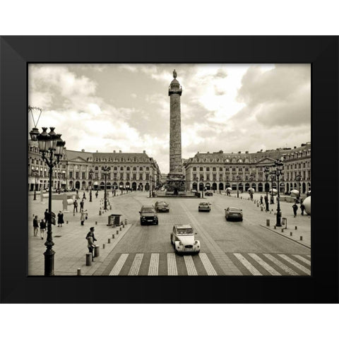 Place Vendome Paris Black Modern Wood Framed Art Print by Ratsenskiy, Vadim