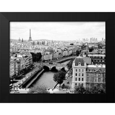 View of Paris and Seine river Black Modern Wood Framed Art Print by Ratsenskiy, Vadim