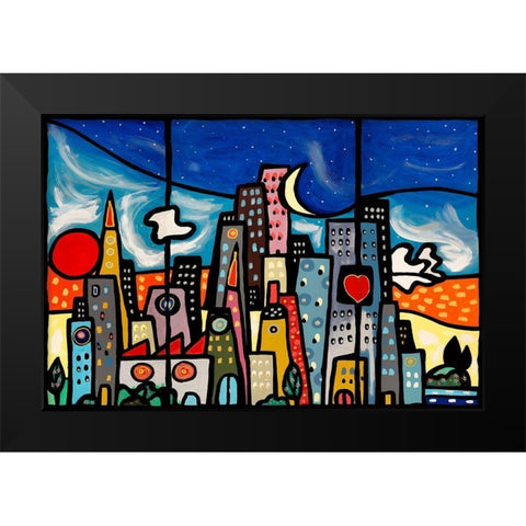 Quando soffia il vento Black Modern Wood Framed Art Print by Wallas