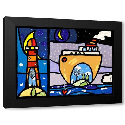 Inside + New Ark Black Modern Wood Framed Art Print with Double Matting by Wallas