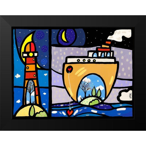 Inside + New Ark Black Modern Wood Framed Art Print by Wallas