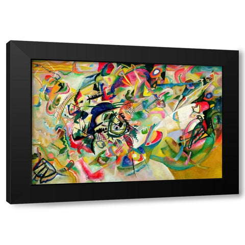 Composition No. 7 Black Modern Wood Framed Art Print with Double Matting by Kandinsky, Wassily