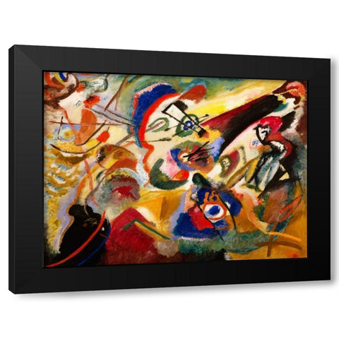 Fragment II for Composition VII Black Modern Wood Framed Art Print by Kandinsky, Wassily