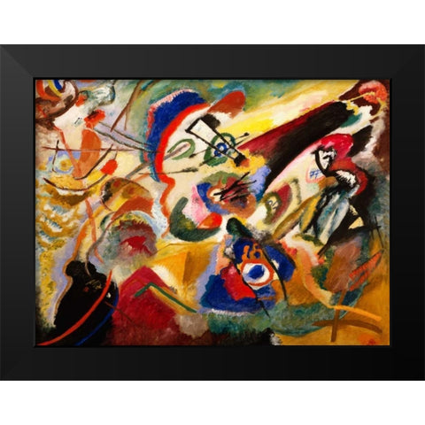 Fragment II for Composition VII Black Modern Wood Framed Art Print by Kandinsky, Wassily