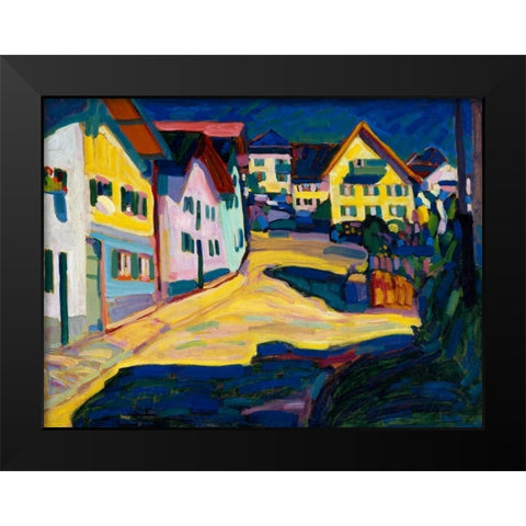 Murnau Burggrabenstrasse Black Modern Wood Framed Art Print by Kandinsky, Wassily