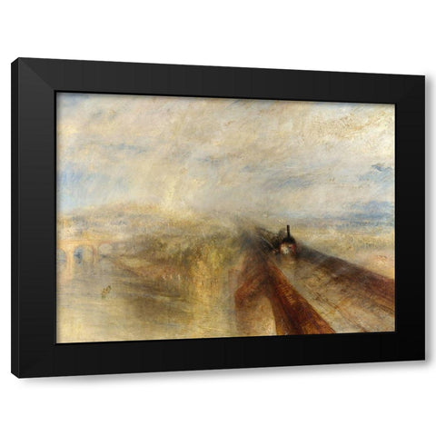 Rain, Steam and Speed, The Great Western Railway Black Modern Wood Framed Art Print by William, Turner