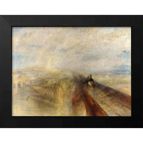 Rain, Steam and Speed, The Great Western Railway Black Modern Wood Framed Art Print by William, Turner
