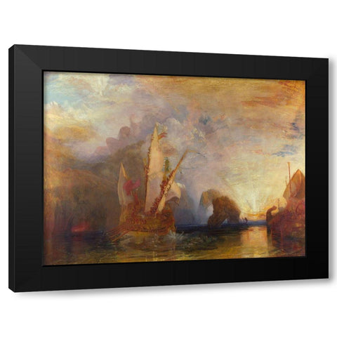 Ulysses deriding Polyphemus Black Modern Wood Framed Art Print with Double Matting by William, Turner