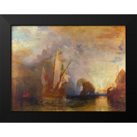 Ulysses deriding Polyphemus Black Modern Wood Framed Art Print by William, Turner