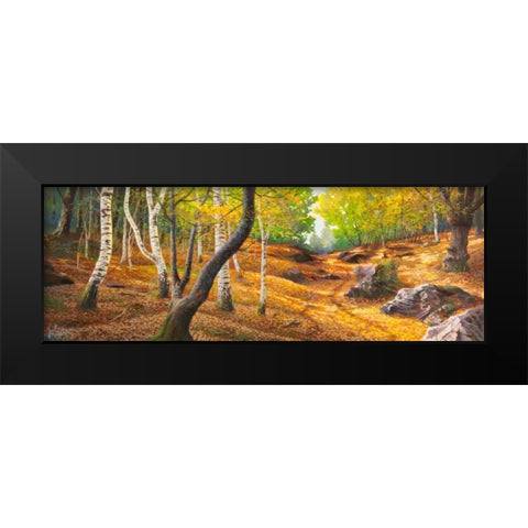 Sentiero nel bosco Black Modern Wood Framed Art Print by Galasso, Adriano
