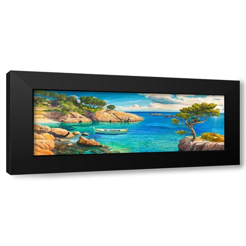 Verde Mediterraneo Black Modern Wood Framed Art Print with Double Matting by Galasso, Adriano