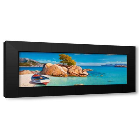 Cala smeraldo Black Modern Wood Framed Art Print with Double Matting by Galasso, Adriano