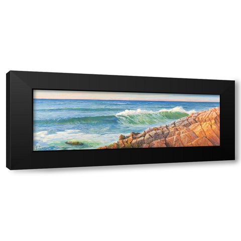 Onde sulla scogliera Black Modern Wood Framed Art Print by Galasso, Adriano