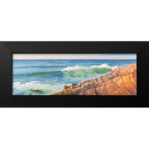 Onde sulla scogliera Black Modern Wood Framed Art Print by Galasso, Adriano