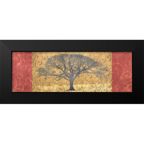 Golden Brocade Panel Black Modern Wood Framed Art Print by Aprile, Alessio