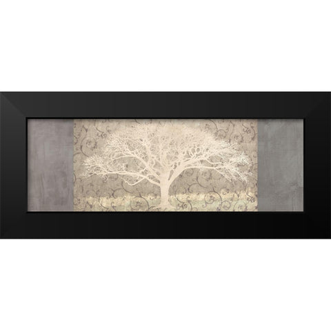 Grey Brocade Panel Black Modern Wood Framed Art Print by Aprile, Alessio