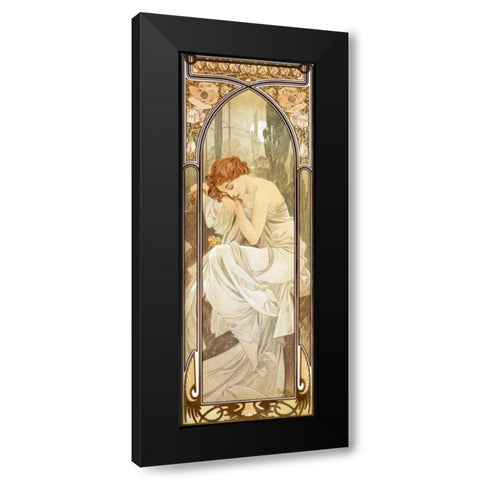 Times of the Day: Nightly Black Modern Wood Framed Art Print by Mucha, Alphonse