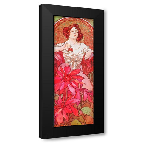 Ruby Black Modern Wood Framed Art Print by Mucha, Alphonse