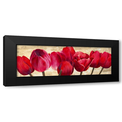 Red Tulips Black Modern Wood Framed Art Print by Ann, Cynthia