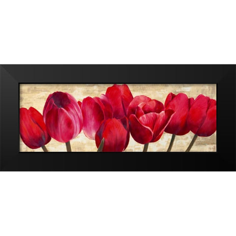 Red Tulips Black Modern Wood Framed Art Print by Ann, Cynthia