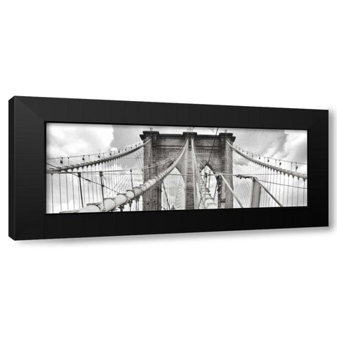 Morning on Brooklyn Bridge, NYC Black Modern Wood Framed Art Print with Double Matting by Anonymous