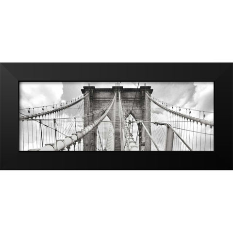 Morning on Brooklyn Bridge, NYC Black Modern Wood Framed Art Print by Anonymous