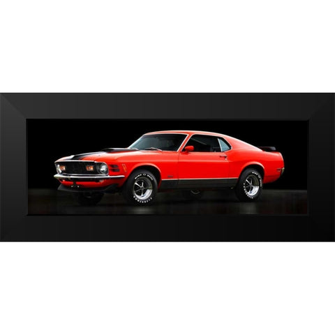 Ford Mustang Mach 1 Black Modern Wood Framed Art Print by Gasoline Images