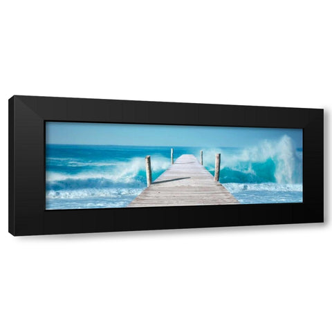 Ocean Waves on a Jetty Black Modern Wood Framed Art Print with Double Matting by Pangea Images