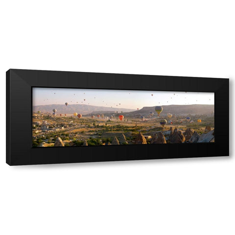 Air Balloons in Goreme, Cappadocia, Turkey Black Modern Wood Framed Art Print by Pangea Images