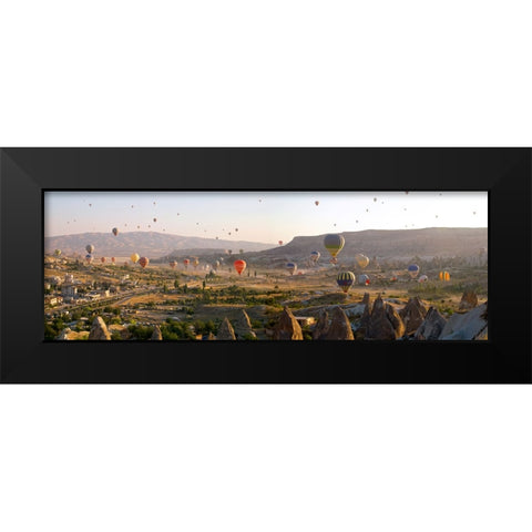 Air Balloons in Goreme, Cappadocia, Turkey Black Modern Wood Framed Art Print by Pangea Images