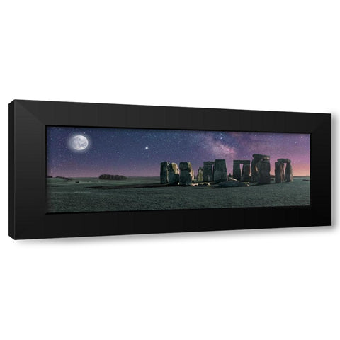 Stonehenge Moon Black Modern Wood Framed Art Print with Double Matting by Pangea Images