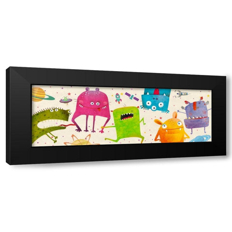Alien Friends Black Modern Wood Framed Art Print by Teller, Skip